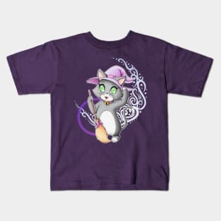 Cute witch cat Kids T-Shirt